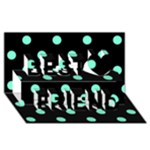 Polka Dots - Aquamarine on Black Best Friends 3D Greeting Card (8x4)