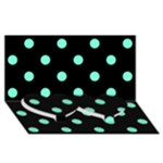 Polka Dots - Aquamarine on Black Twin Heart Bottom 3D Greeting Card (8x4)