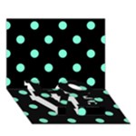 Polka Dots - Aquamarine on Black LOVE Bottom 3D Greeting Card (7x5)