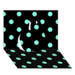 Polka Dots - Aquamarine on Black Apple 3D Greeting Card (7x5)