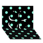 Polka Dots - Aquamarine on Black Clover 3D Greeting Card (7x5)