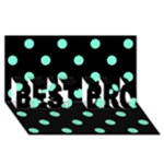 Polka Dots - Aquamarine on Black BEST BRO 3D Greeting Card (8x4)