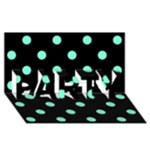 Polka Dots - Aquamarine on Black PARTY 3D Greeting Card (8x4)