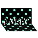 Polka Dots - Aquamarine on Black SORRY 3D Greeting Card (8x4)
