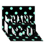 Polka Dots - Aquamarine on Black THANK YOU 3D Greeting Card (7x5)