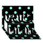 Polka Dots - Aquamarine on Black You Did It 3D Greeting Card (7x5)