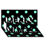 Polka Dots - Aquamarine on Black Merry Xmas 3D Greeting Card (8x4)