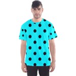 Polka Dots - Black on Aqua Cyan Men s Sport Mesh Tee