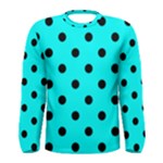 Polka Dots - Black on Aqua Cyan Men s Long Sleeve T-shirt