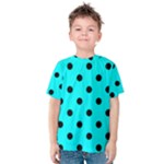 Polka Dots - Black on Aqua Cyan Kid s Cotton Tee