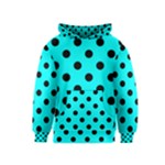 Polka Dots - Black on Aqua Cyan Kid s Pullover Hoodie