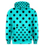 Polka Dots - Black on Aqua Cyan Men s Zipper Hoodie