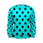 Polka Dots - Black on Aqua Cyan Women s Sweatshirt