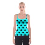 Polka Dots - Black on Aqua Cyan Spaghetti Strap Top