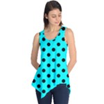 Polka Dots - Black on Aqua Cyan Sleeveless Tunic