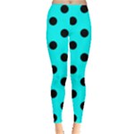 Polka Dots - Black on Aqua Cyan Women s Leggings