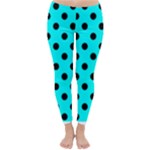 Polka Dots - Black on Aqua Cyan Winter Leggings