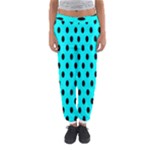 Polka Dots - Black on Aqua Cyan Women s Jogger Sweatpants