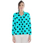 Polka Dots - Black on Aqua Cyan Wind Breaker (Women)
