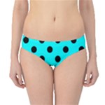 Polka Dots - Black on Aqua Cyan Hipster Bikini Bottoms