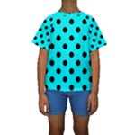 Polka Dots - Black on Aqua Cyan Kid s Short Sleeve Swimwear