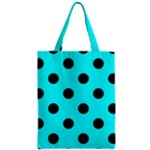 Polka Dots - Black on Aqua Cyan Zipper Classic Tote Bag