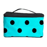 Polka Dots - Black on Aqua Cyan Cosmetic Storage Case