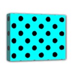Polka Dots - Black on Aqua Cyan Deluxe Canvas 14  x 11  (Stretched)
