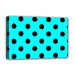 Polka Dots - Black on Aqua Cyan Deluxe Canvas 18  x 12  (Stretched)