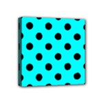 Polka Dots - Black on Aqua Cyan Mini Canvas 4  x 4  (Stretched)