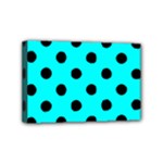 Polka Dots - Black on Aqua Cyan Mini Canvas 6  x 4  (Stretched)