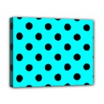Polka Dots - Black on Aqua Cyan Canvas 10  x 8  (Stretched)