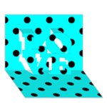 Polka Dots - Black on Aqua Cyan LOVE 3D Greeting Card (7x5)