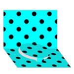 Polka Dots - Black on Aqua Cyan Circle Bottom 3D Greeting Card (7x5)