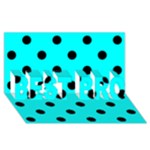 Polka Dots - Black on Aqua Cyan BEST BRO 3D Greeting Card (8x4)