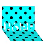 Polka Dots - Black on Aqua Cyan HOPE 3D Greeting Card (7x5)