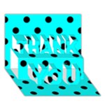 Polka Dots - Black on Aqua Cyan THANK YOU 3D Greeting Card (7x5)