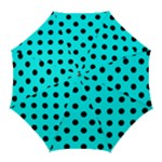 Polka Dots - Black on Aqua Cyan Golf Umbrella