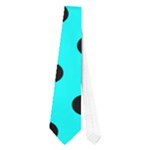 Polka Dots - Black on Aqua Cyan Necktie (One Side)