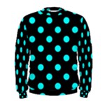 Polka Dots - Aqua Cyan on Black Men s Sweatshirt
