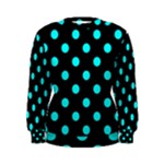 Polka Dots - Aqua Cyan on Black Women s Sweatshirt