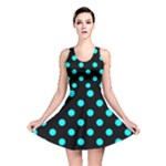 Polka Dots - Aqua Cyan on Black Reversible Skater Dress