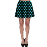 Polka Dots - Aqua Cyan on Black Skater Skirt