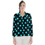 Polka Dots - Aqua Cyan on Black Wind Breaker (Women)