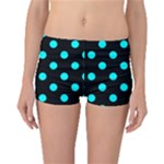 Polka Dots - Aqua Cyan on Black Boyleg Bikini Bottoms