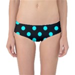 Polka Dots - Aqua Cyan on Black Classic Bikini Bottoms