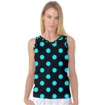 Polka Dots - Aqua Cyan on Black Women s Basketball Tank Top