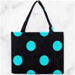 Polka Dots - Aqua Cyan on Black Mini Tote Bag