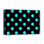 Polka Dots - Aqua Cyan on Black Deluxe Canvas 18  x 12  (Stretched)