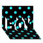 Polka Dots - Aqua Cyan on Black BOY 3D Greeting Card (7x5)